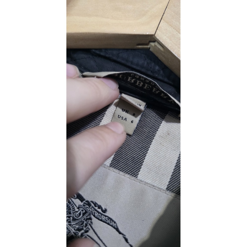 Burberry London Quilted Mid Knee Length Trench Coat Jacket Black Woman 6 Belt - Picture 5 of 12